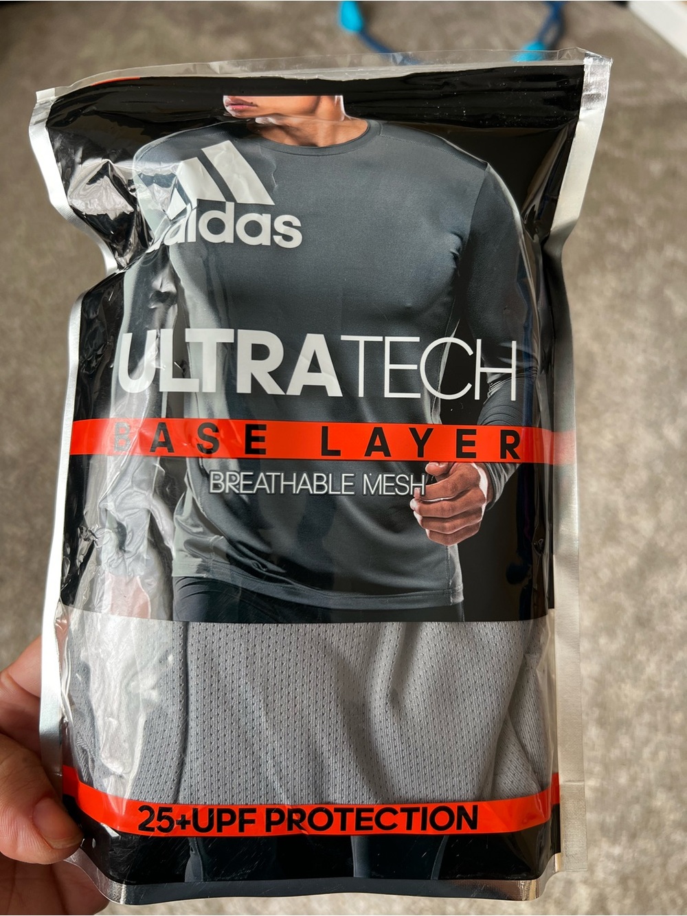 adidas climacool Long Sleeve Crew Top - Gray with Red Trim